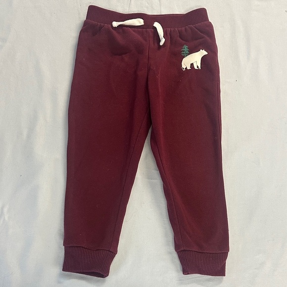 The Children's Place Maroon Joggers with Bear Design - Picture 1 of 3